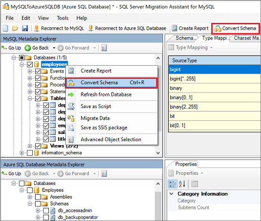 Azure SQL MySQL - Convert Database Schema